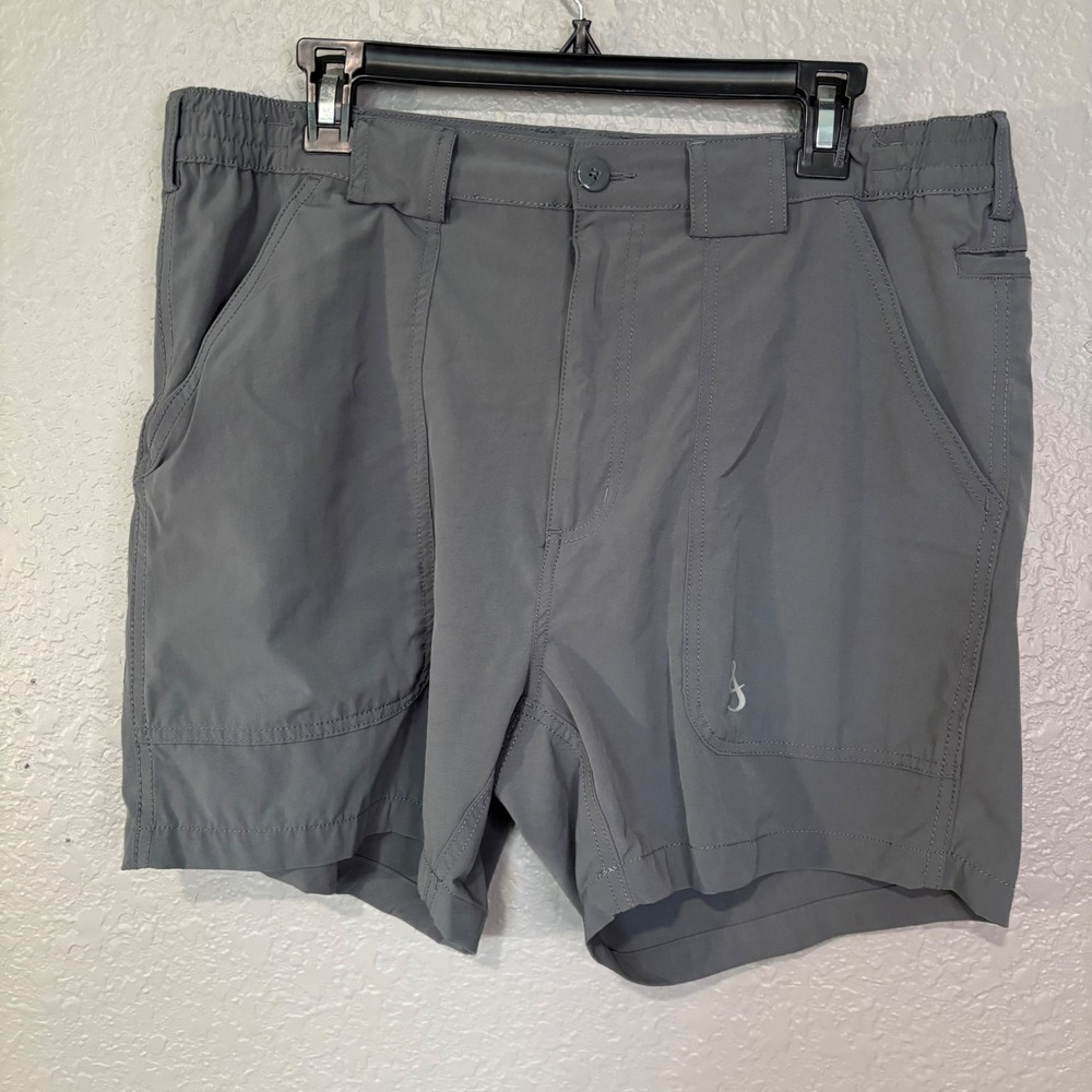 Hook & Tackle Men's Beer Can Island Gray Fishing Shorts Size 36 Inseam 5 in